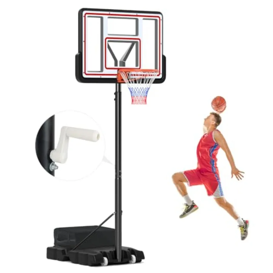 Portable basketball hoop for backyard court: 44 PC backboard, 7.410 ft single-hand adjustable height, fillable base weight bag,
Portable basketball hoop for backyard court: 44 PC backboard, 7.410 ft single-hand adjustable height, fillable base weight bag,