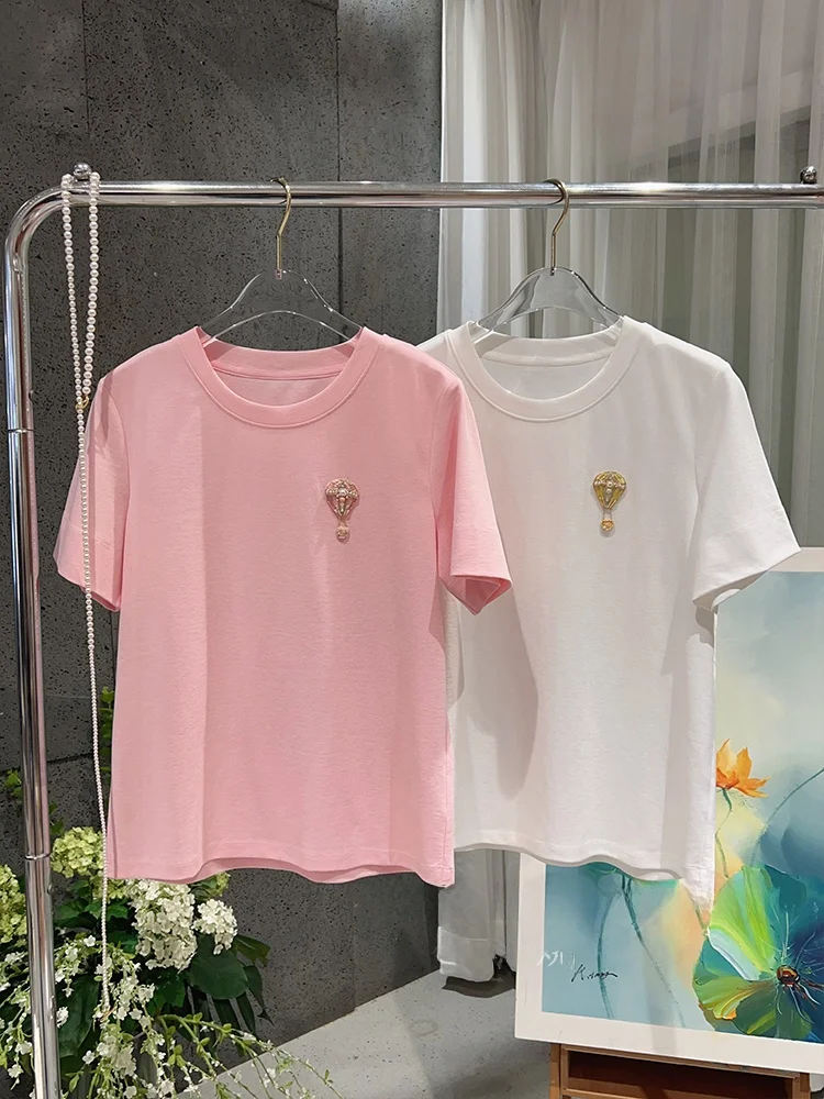 Golden Hot Air Balloon Embellished Short Sleeve T-Shirt Women's Casual Style Fashionable Versatile Design Spring Summer New A...
Golden Hot Air Balloon Embellished Short Sleeve T-Shirt Women's Casual Style Fashionable Versatile Design Spring Summer New A...