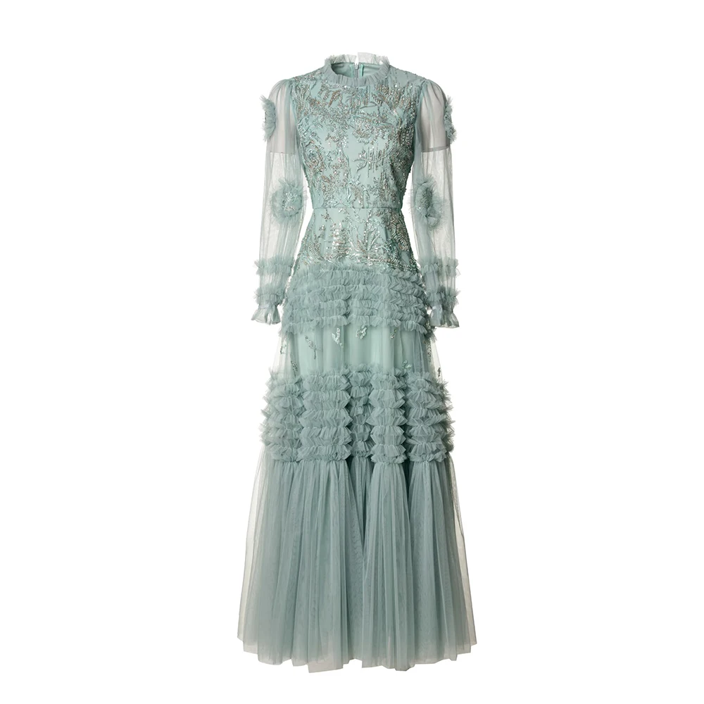 Meyyithun Women's Dress Solid Mesh Dresses Embroidery Nail Bead Long Sleeve Hollow Out Waist Fashion Dress Female 2025 New
Meyyithun Women's Dress Solid Mesh Dresses Embroidery Nail Bead Long Sleeve Hollow Out Waist Fashion Dress Female 2025 New