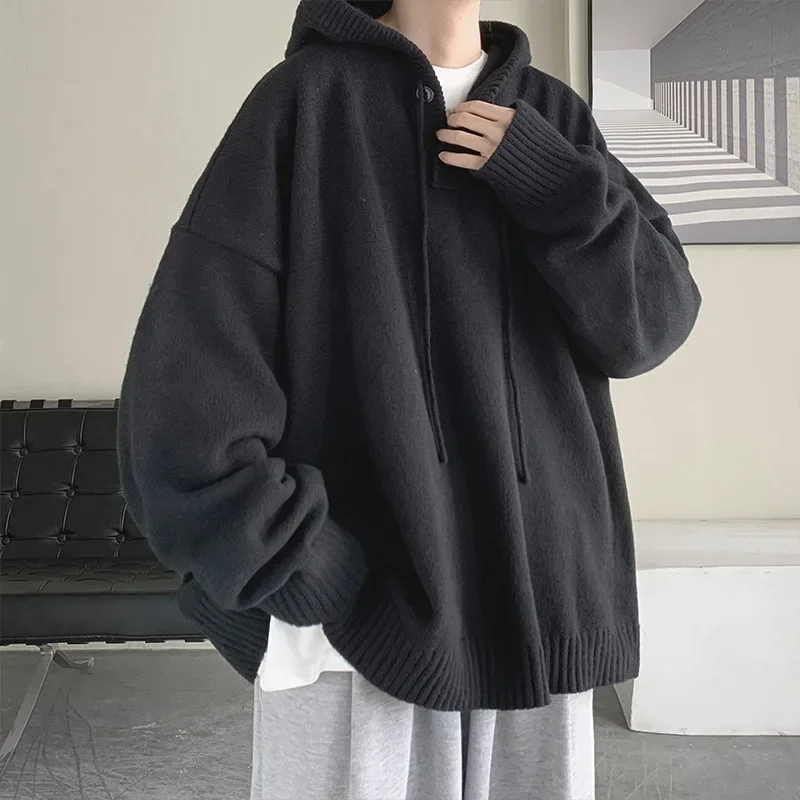 Lazy Wind Solid Color Loose Knitted Hooded Pullover Sweater, Men's New Casual Retro Thick Knit Sweater for Autumn and Winter
Lazy Wind Solid Color Loose Knitted Hooded Pullover Sweater, Men's New Casual Retro Thick Knit Sweater for Autumn and Winter