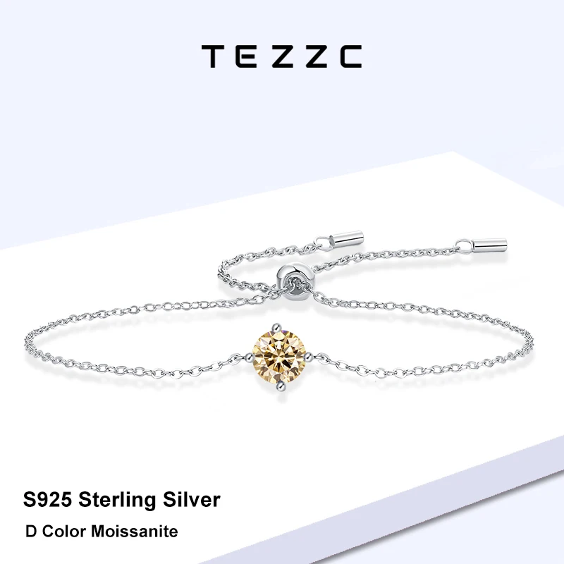 Tezzc Moissanite Four Claw Champagne Colored GemStone Bracelet for Women Simple Desgin Party Jewelry 925 Sterling Silver Gift
Tezzc Moissanite Four Claw Champagne Colored GemStone Bracelet for Women Simple Desgin Party Jewelry 925 Sterling Silver Gift