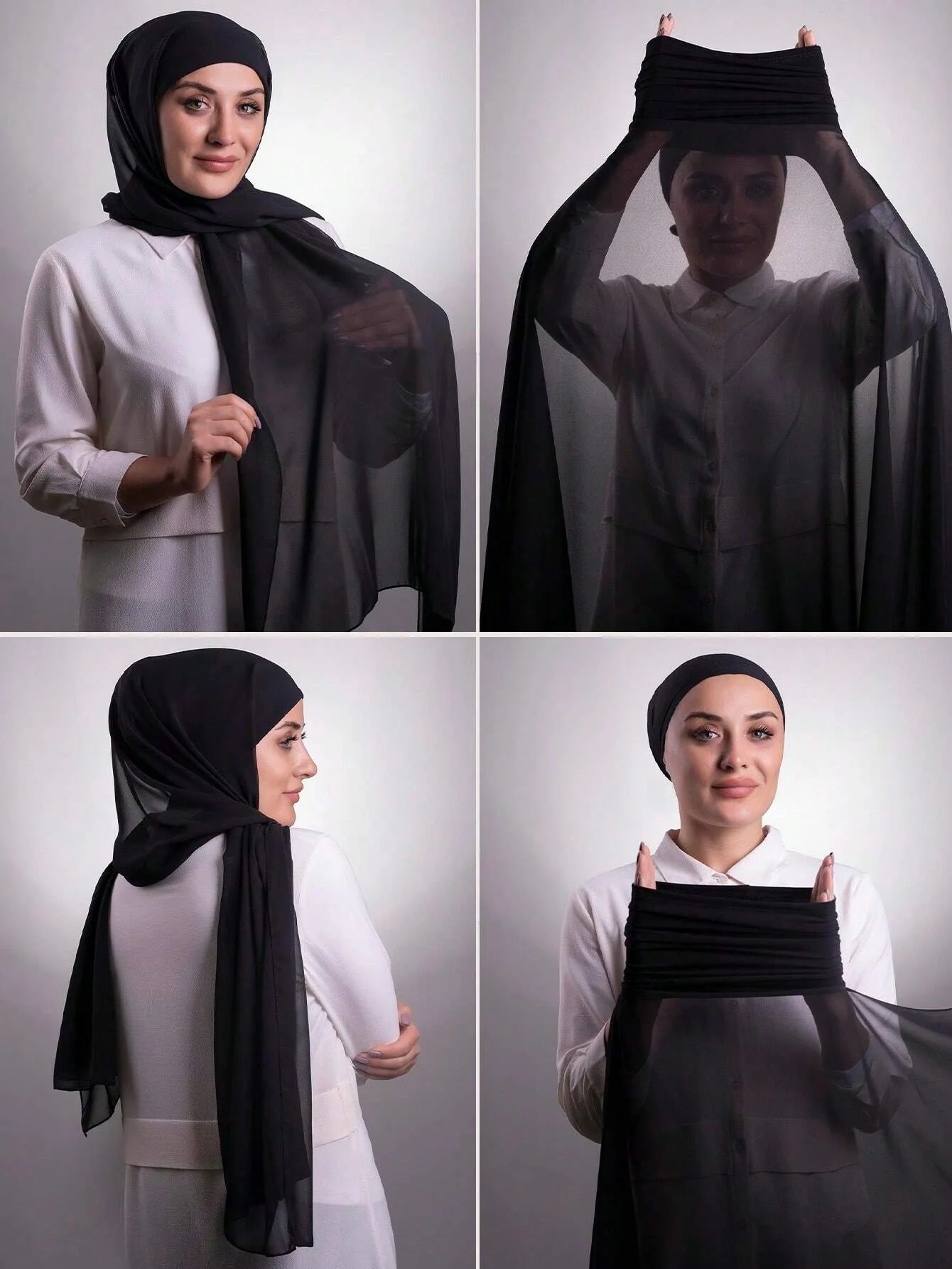 Ramadan Women Solid Color Chiffon Headband Scarf Tube Cap Hijab Shawl Fashionable Turban Scarf Shawl For Daily Wear
Ramadan Women Solid Color Chiffon Headband Scarf Tube Cap Hijab Shawl Fashionable Turban Scarf Shawl For Daily Wear