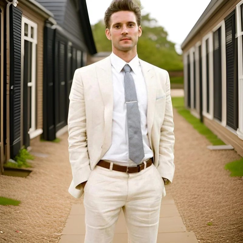 Linen Men Suits for Wedding 2024 Slim Fit Custom Groom Tuxedo Bridegroom Male Business 2 Pieces Formal Suits Jacket with Pants
Linen Men Suits for Wedding 2024 Slim Fit Custom Groom Tuxedo Bridegroom Male Business 2 Pieces Formal Suits Jacket with Pants
