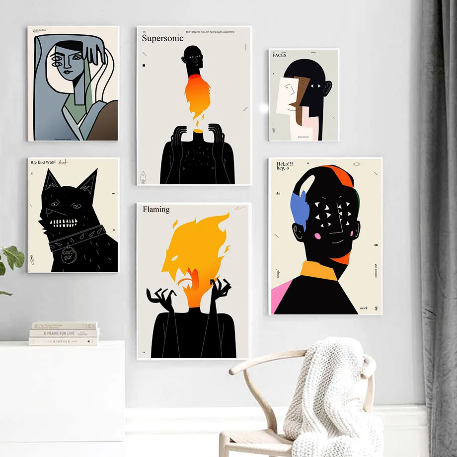 Abstract Geometry Flaming Figure Faces Wolf Picasso Nordic Poster Wall Art Print Canvas Painting Pictures For Living Room Decor
Abstract Geometry Flaming Figure Faces Wolf Picasso Nordic Poster Wall Art Print Canvas Painting Pictures For Living Room Decor