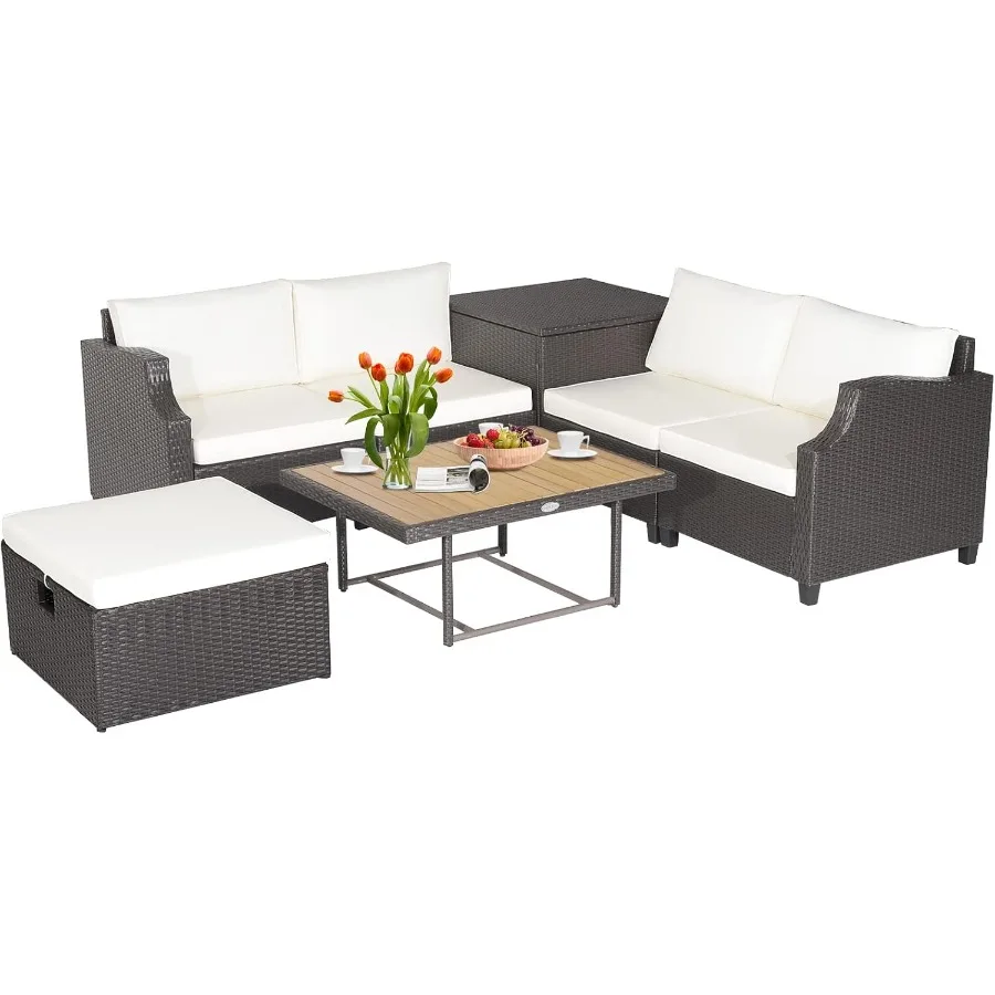 Набор плетеной мебели из полиэтилена ручной работы для патио и сада, 7 предметов, ящик для хранения с подушками, пуфик и массив акации C
Набор плетеной мебели из полиэтилена ручной работы для патио и сада, 7 предметов, ящик для хранения с подушками, пуфик и массив акации C