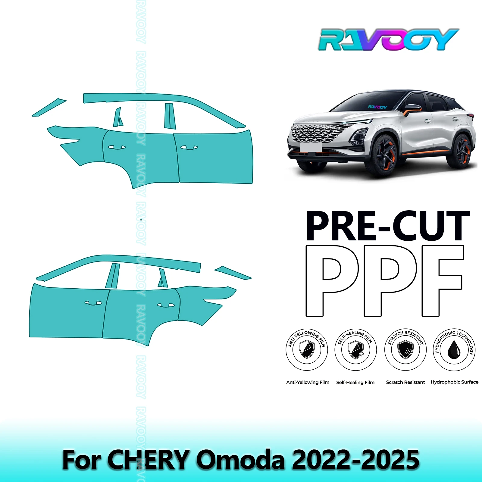 For CHERY Omoda 2022-2025 8.5mil Clear Matte Pre-Cut PPF Door & A/B Pillar Kit TPU Paint Protection Film Set
For CHERY Omoda 2022-2025 8.5mil Clear Matte Pre-Cut PPF Door & A/B Pillar Kit TPU Paint Protection Film Set
