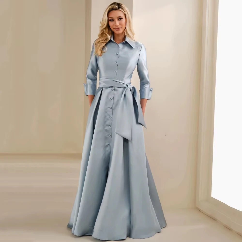 Customized Mother of the Bride Dress Button Formal Dress Long Sleeves A Line Gown with Belt Vestido Wedding Party Dresses
Customized Mother of the Bride Dress Button Formal Dress Long Sleeves A Line Gown with Belt Vestido Wedding Party Dresses