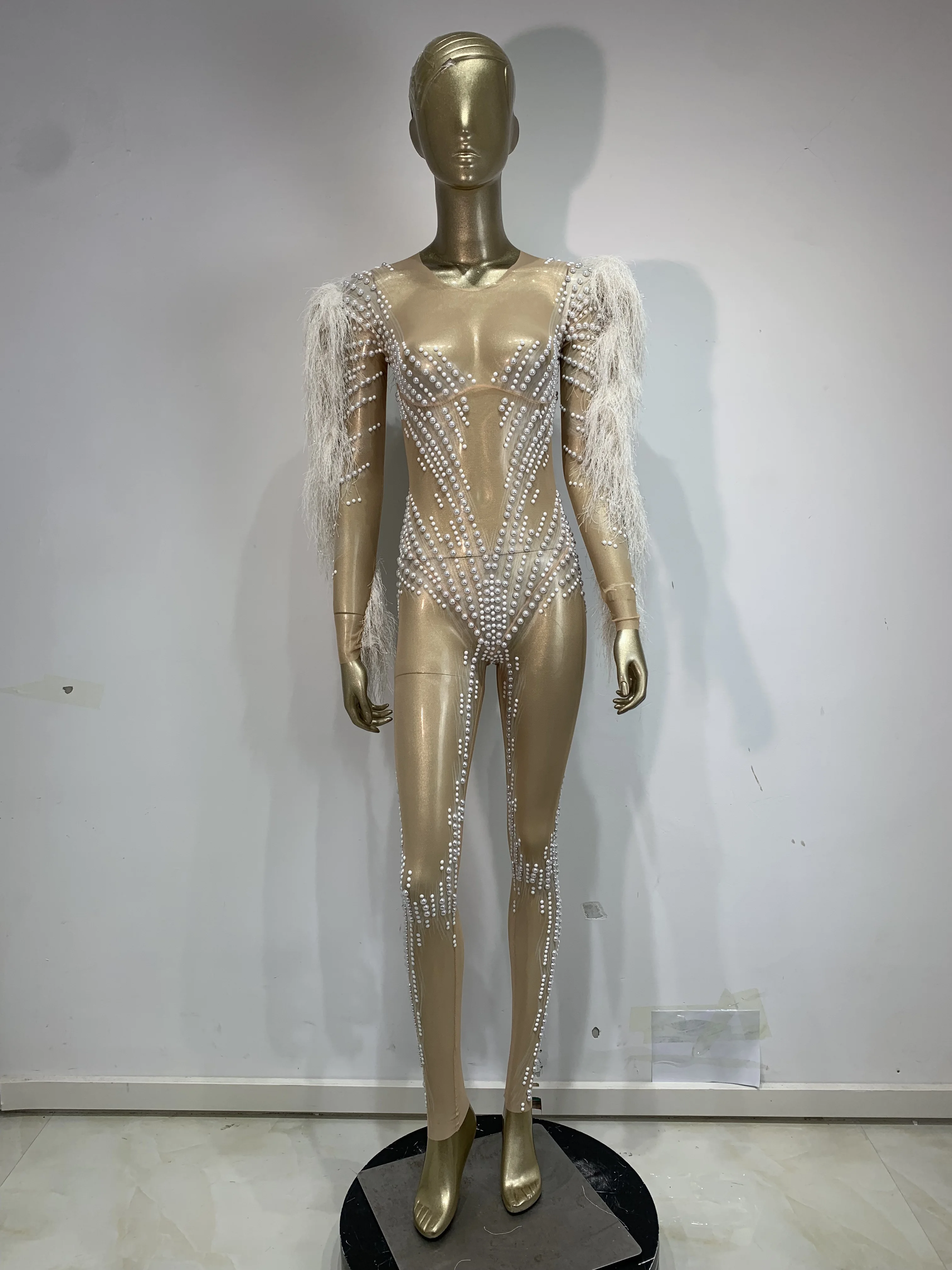 Women Elegant Pearl Mesh Transparent Long Sleeve Bodycon Jumpsuit Celebrate Birthday Sexy Nightclub Dancer Stage Costume
Women Elegant Pearl Mesh Transparent Long Sleeve Bodycon Jumpsuit Celebrate Birthday Sexy Nightclub Dancer Stage Costume