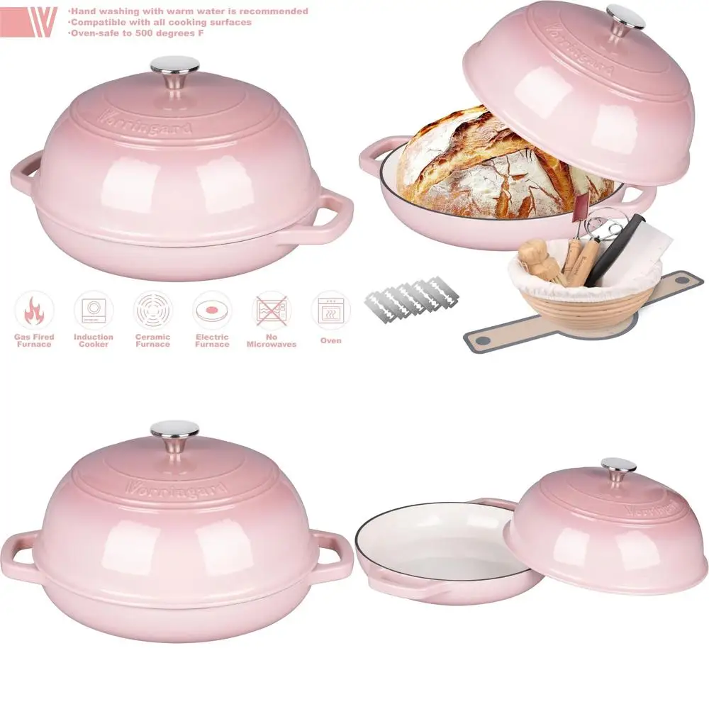 6 Quart Pink Enamel Cast Iron Dutch Oven with Lid, Perfect for Bread Baking and Sourdough Starter
6 Quart Pink Enamel Cast Iron Dutch Oven with Lid, Perfect for Bread Baking and Sourdough Starter