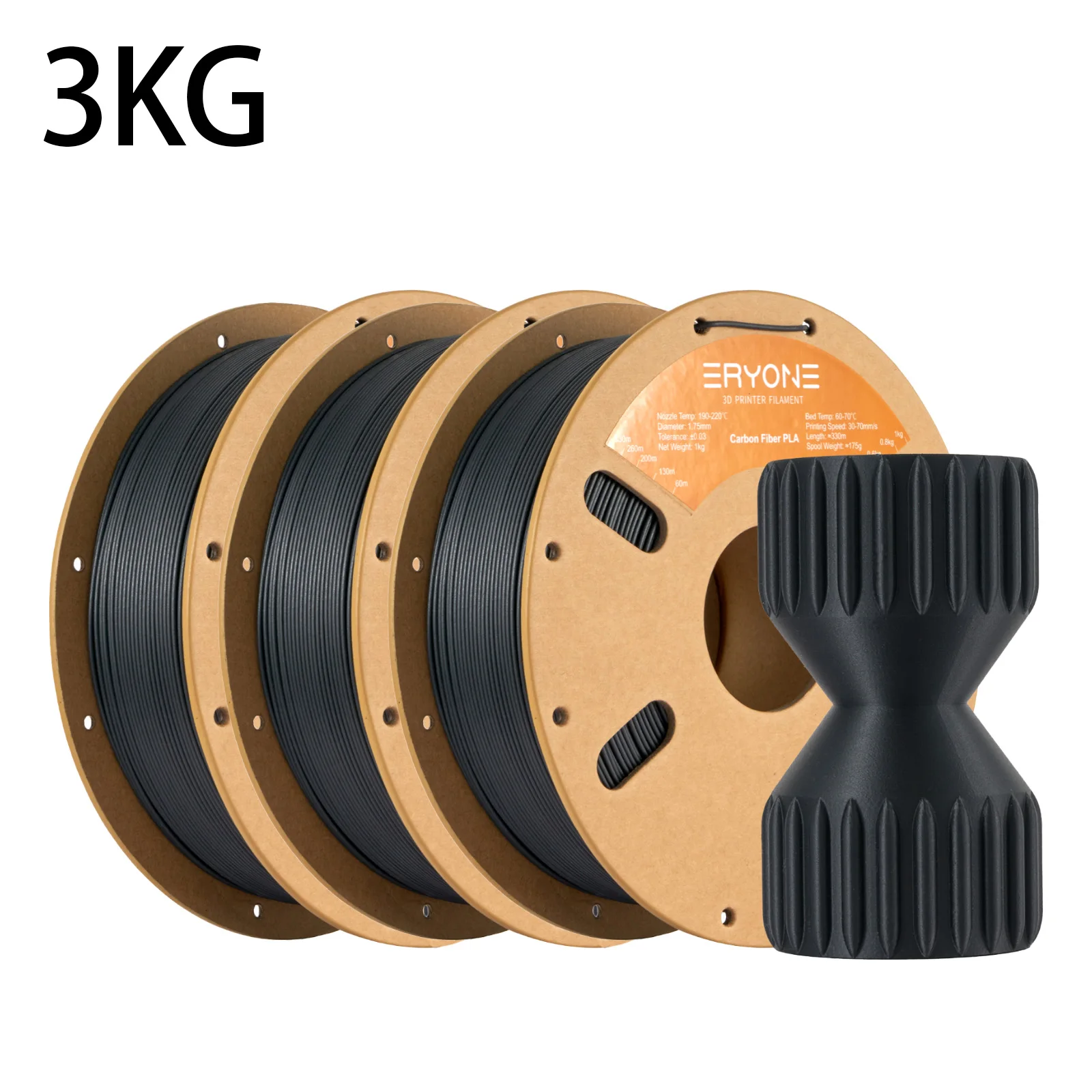 ERYONE 3KG PLA Carbon Fiber Filament 1.75mm, 15% Carbon Fiber Filled, High Strength for 3D Printer, 1kg Spool Value Pack
ERYONE 3KG PLA Carbon Fiber Filament 1.75mm, 15% Carbon Fiber Filled, High Strength for 3D Printer, 1kg Spool Value Pack
