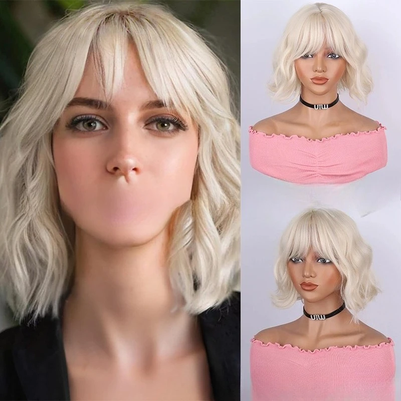 Hot-selling silver short curly hair BOBO high temperature silk wig cover Korean cute bangs wig fashionable versatile white
Hot-selling silver short curly hair BOBO high temperature silk wig cover Korean cute bangs wig fashionable versatile white