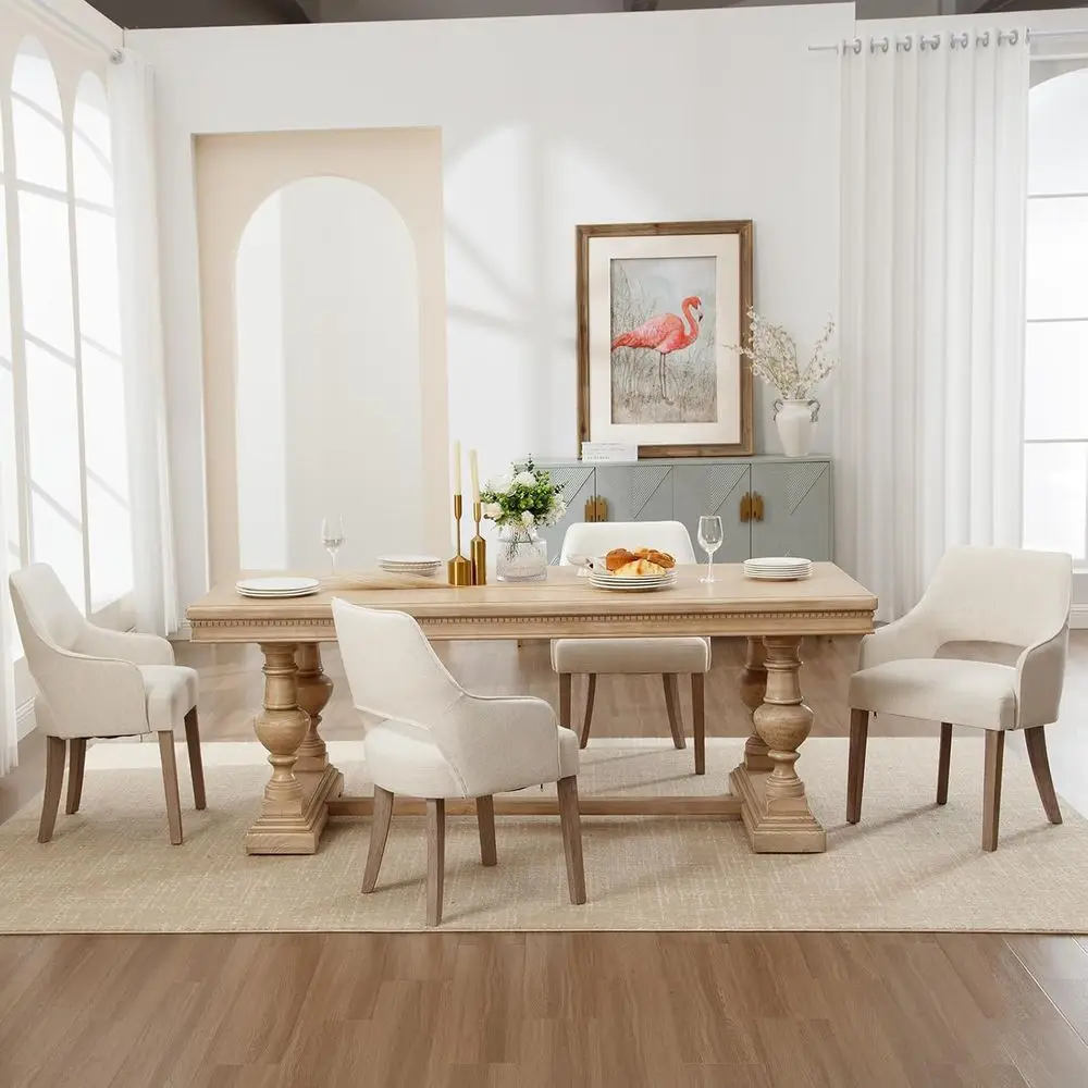 Set of 4 Linen Upholstered Dining Chairs with Open Back and Wood Legs, Cream (Wider Seats)
Set of 4 Linen Upholstered Dining Chairs with Open Back and Wood Legs, Cream (Wider Seats)