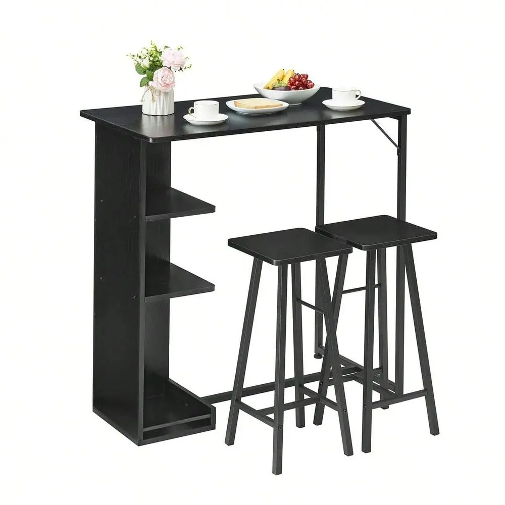 Bar Table And Chairs Set For 2, 3Piece Bar Table Set With 3 Tier Storage Shelves, Space Saving Table For Small Apartment, Livin
Bar Table And Chairs Set For 2, 3Piece Bar Table Set With 3 Tier Storage Shelves, Space Saving Table For Small Apartment, Livin