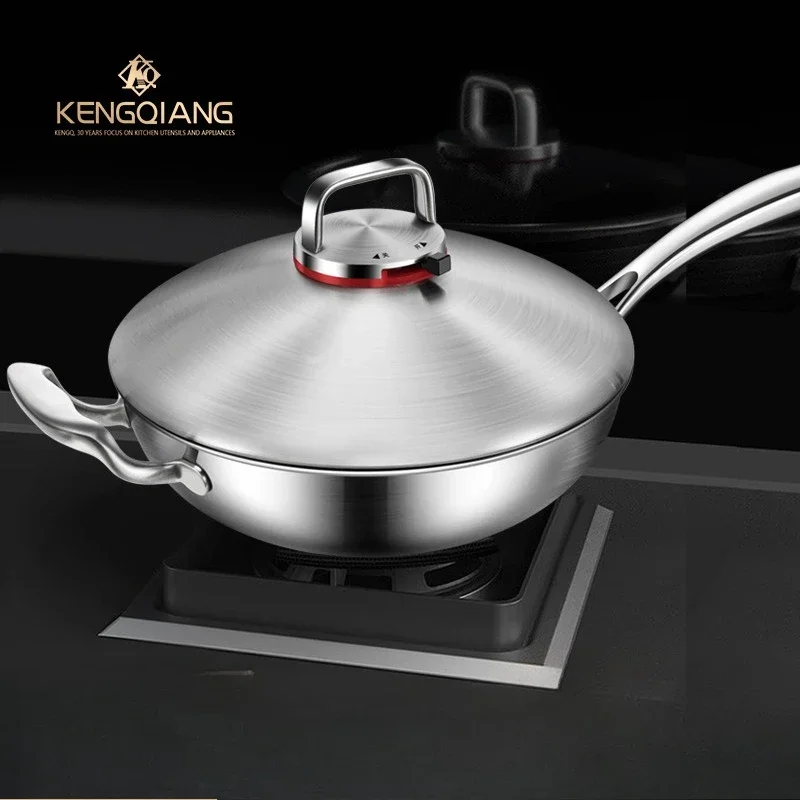 KENGQIANG 316 Stainless Steel Non-Coated Wok Non Stick Household Pot Gas Induction Cooker Universal Kitchen Cookware
KENGQIANG 316 Stainless Steel Non-Coated Wok Non Stick Household Pot Gas Induction Cooker Universal Kitchen Cookware