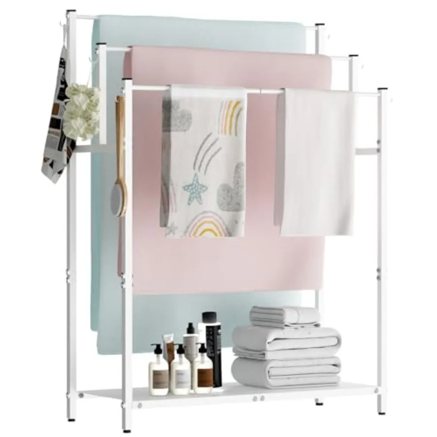 44" Tall Free Standing Towel Racks with 6 Hooks for Bathroom, 3 Tiers Oversized Pool Bath Towels Drying Stand, Metal Blanket La
44" Tall Free Standing Towel Racks with 6 Hooks for Bathroom, 3 Tiers Oversized Pool Bath Towels Drying Stand, Metal Blanket La