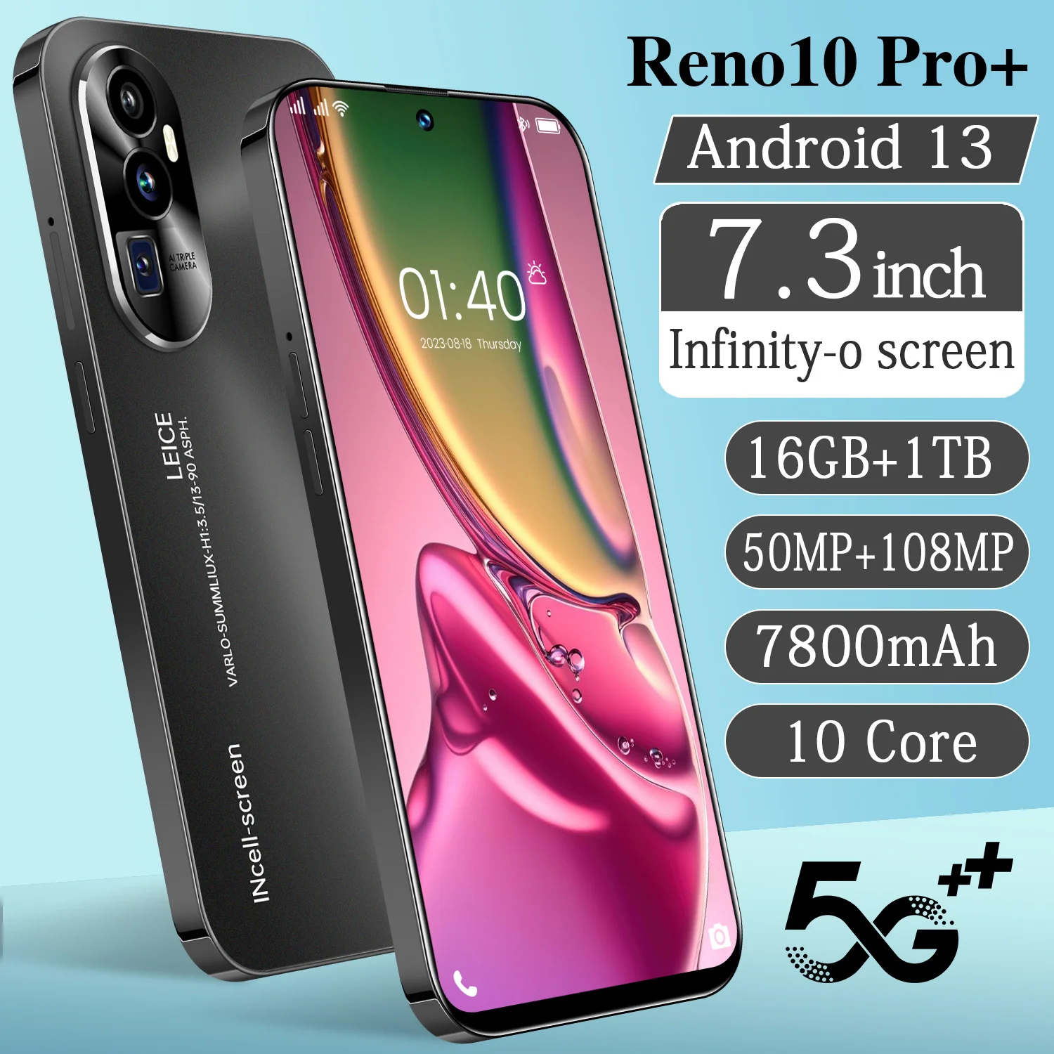 Global Version Reno10 Pro+ Smartphone 5G 7.3Inch Snapdragon8Gen2 108MP Camera 7800Mah Battery Android Cellphone Unlocked Celular
Global Version Reno10 Pro+ Smartphone 5G 7.3Inch Snapdragon8Gen2 108MP Camera 7800Mah Battery Android Cellphone Unlocked Celular