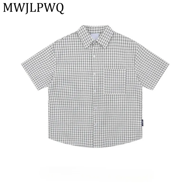 MWJLPWQ Two Colors Checkered Seersucker Short Sleeve Shirt Men Loose Fit Casual Button Down Summer Streetwear Blouse Top 15694
MWJLPWQ Two Colors Checkered Seersucker Short Sleeve Shirt Men Loose Fit Casual Button Down Summer Streetwear Blouse Top 15694