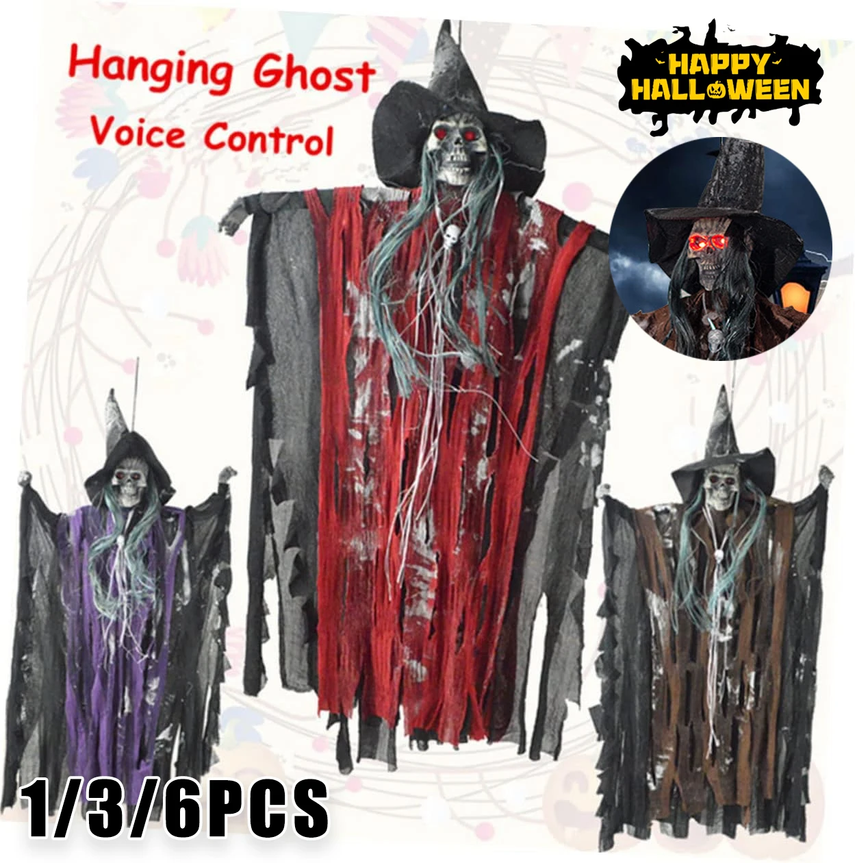 Halloween Haunted House Decorations Horror Props Electric Toys Sound Activated Skull Ghost Heads Glowing Small Hanging Ghosts
Halloween Haunted House Decorations Horror Props Electric Toys Sound Activated Skull Ghost Heads Glowing Small Hanging Ghosts