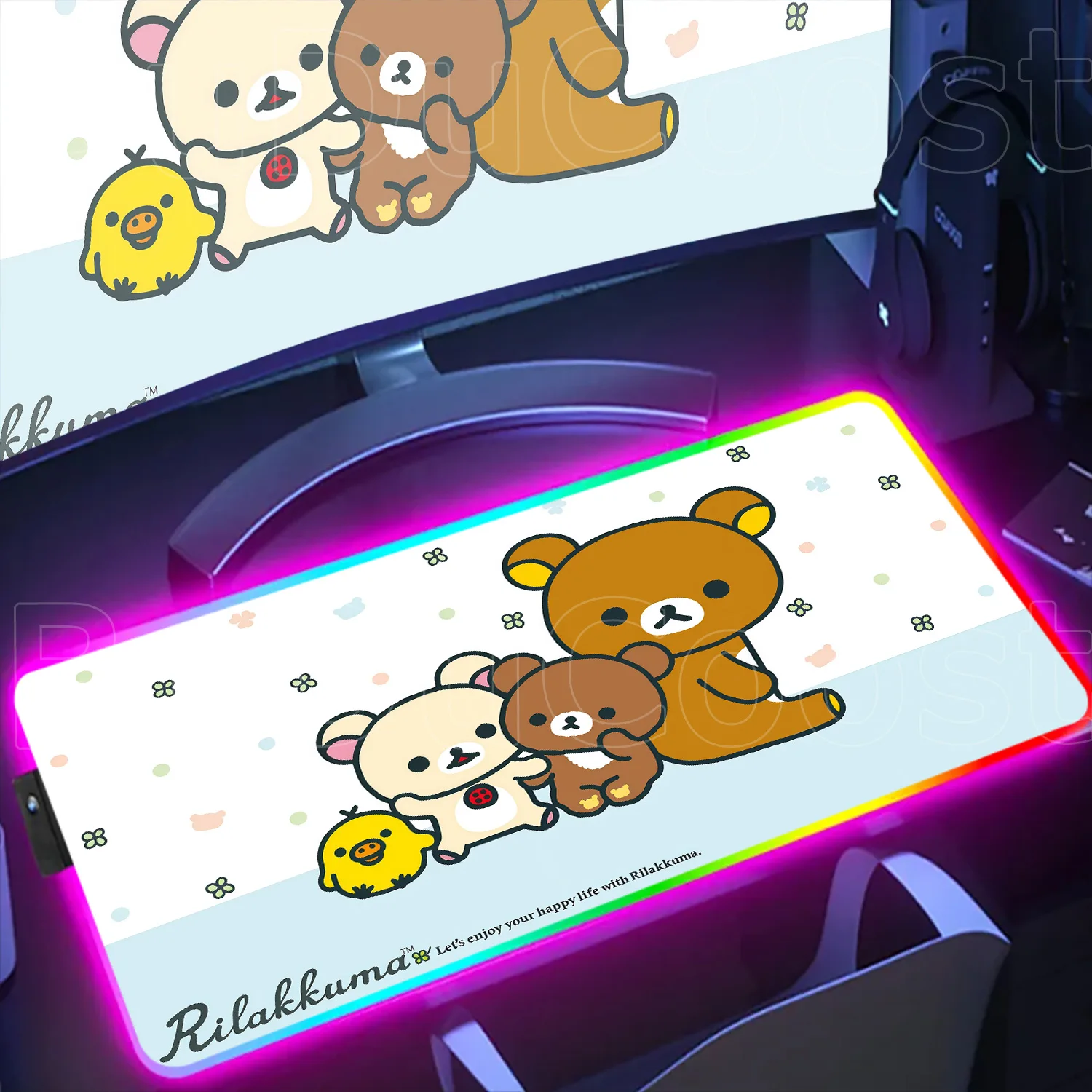 Anime Rilakkuma rgb Mouse Pad Durable Laptop Lock Edge Deskmat XXL Colorful LED Glowing Keyboard Rug Gaming Accessories Washable
Anime Rilakkuma rgb Mouse Pad Durable Laptop Lock Edge Deskmat XXL Colorful LED Glowing Keyboard Rug Gaming Accessories Washable