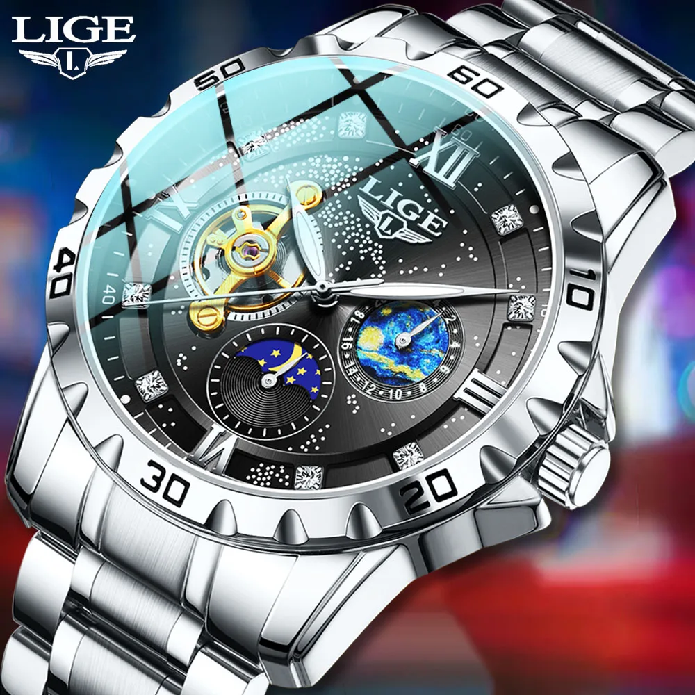 LIGE новые мужские часы лучший бренд класса люкс модные деловые автоматические часы мужские светящиеся водонепроницаемые механические часы Montre Homme 
LIGE новые мужские часы лучший бренд класса люкс модные деловые автоматические часы мужские светящиеся водонепроницаемые механические часы Montre Homme
