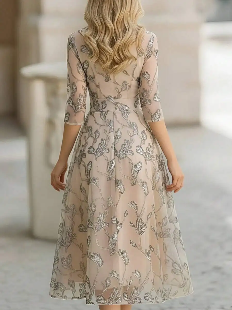 Elegant Floral Leaf Pattern Midi Formal Dress For Women Spring Autumn
Elegant Floral Leaf Pattern Midi Formal Dress For Women Spring Autumn