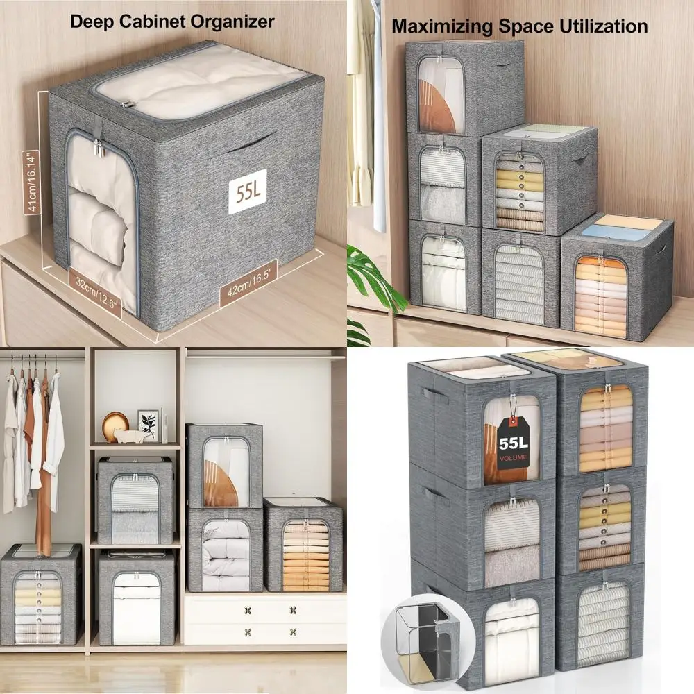 Очень большой (55 л) штабелируемый контейнер для хранения с металлическим каркасом, крышкой и прозрачным окном для глубоких шкафов, идеально подходит для зимних пальто и вещей, обеспечивающих комфорт.
Очень большой (55 л) штабелируемый контейнер для хранения с металлическим каркасом, крышкой и прозрачным окном для глубоких шкафов, идеально подходит для зимних пальто и вещей, обеспечивающих комфорт.