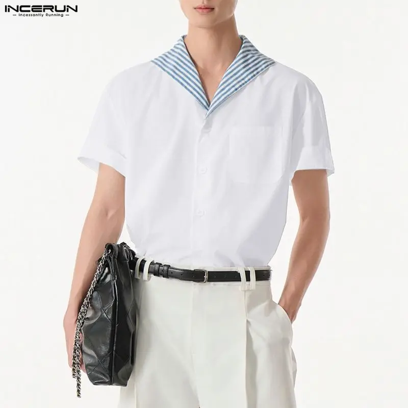 INCERUN Men Shirt Stripe Patchwork Lapel Short Sleeve Men Clothing Streetwear Loose Korean Style 2026 Summer Fashion Casual Tops
INCERUN Men Shirt Stripe Patchwork Lapel Short Sleeve Men Clothing Streetwear Loose Korean Style 2026 Summer Fashion Casual Tops