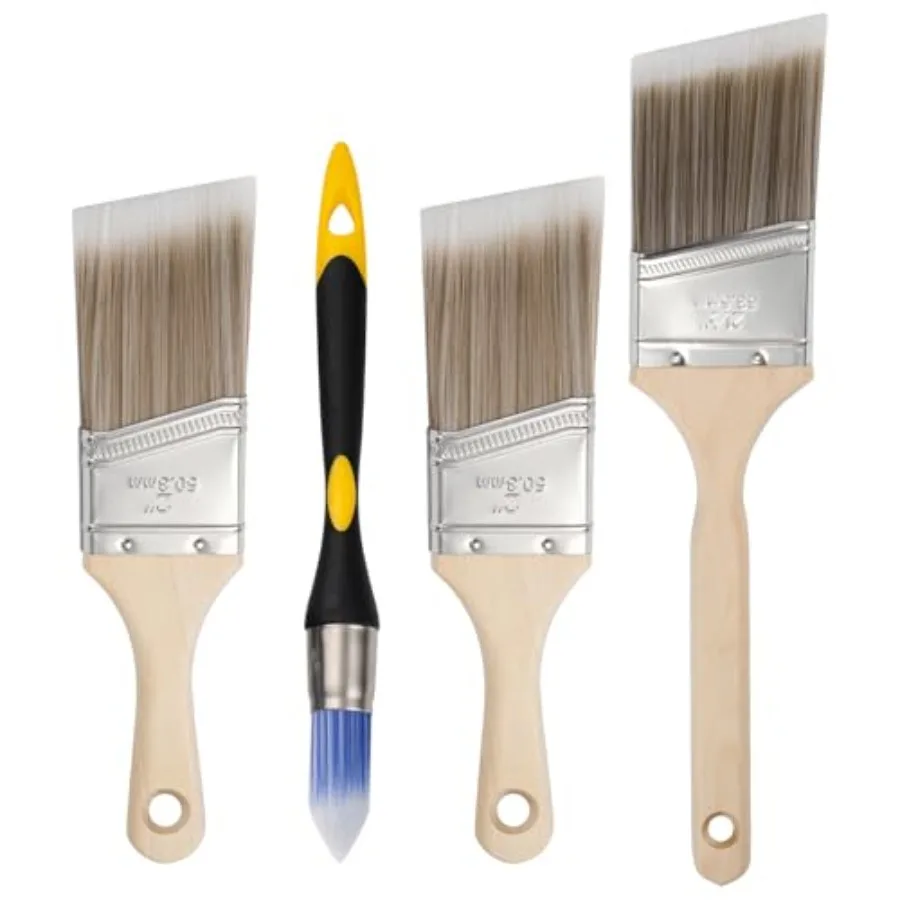 Paint Brush Set, 4 Pack Angle Brushes Professional Trim, Cabinet and Wall Paint Brushes for Oil, Latex, Synthetic Bristles, No
Paint Brush Set, 4 Pack Angle Brushes Professional Trim, Cabinet and Wall Paint Brushes for Oil, Latex, Synthetic Bristles, No