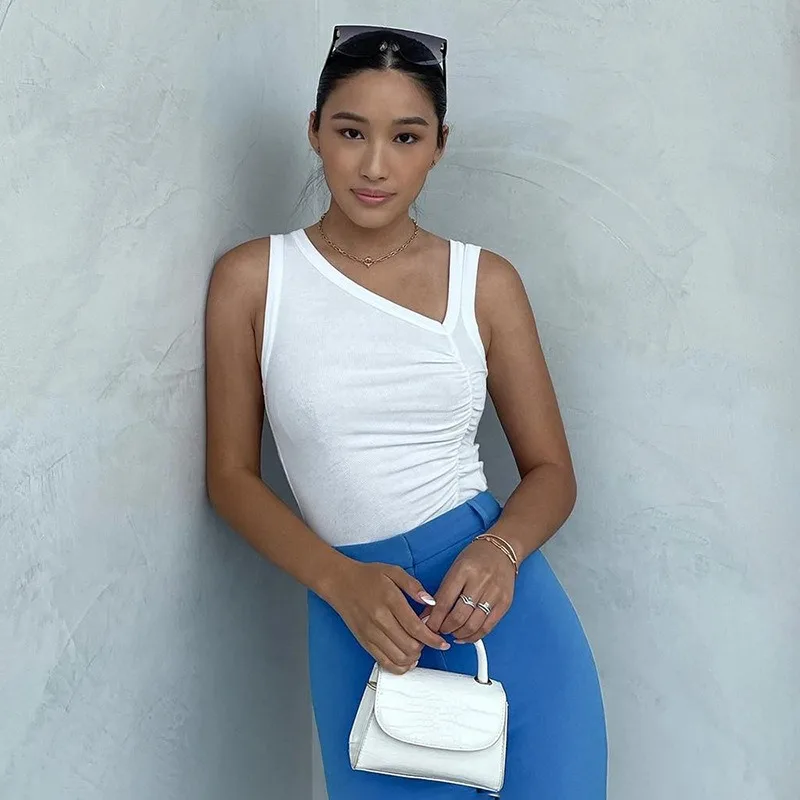 White Sexy Summer Tank Tops Women New Ruched Sleeveless Casual Bodycon Streetwear Crop Top Fashion Asymmetrical Female Vestidos
White Sexy Summer Tank Tops Women New Ruched Sleeveless Casual Bodycon Streetwear Crop Top Fashion Asymmetrical Female Vestidos