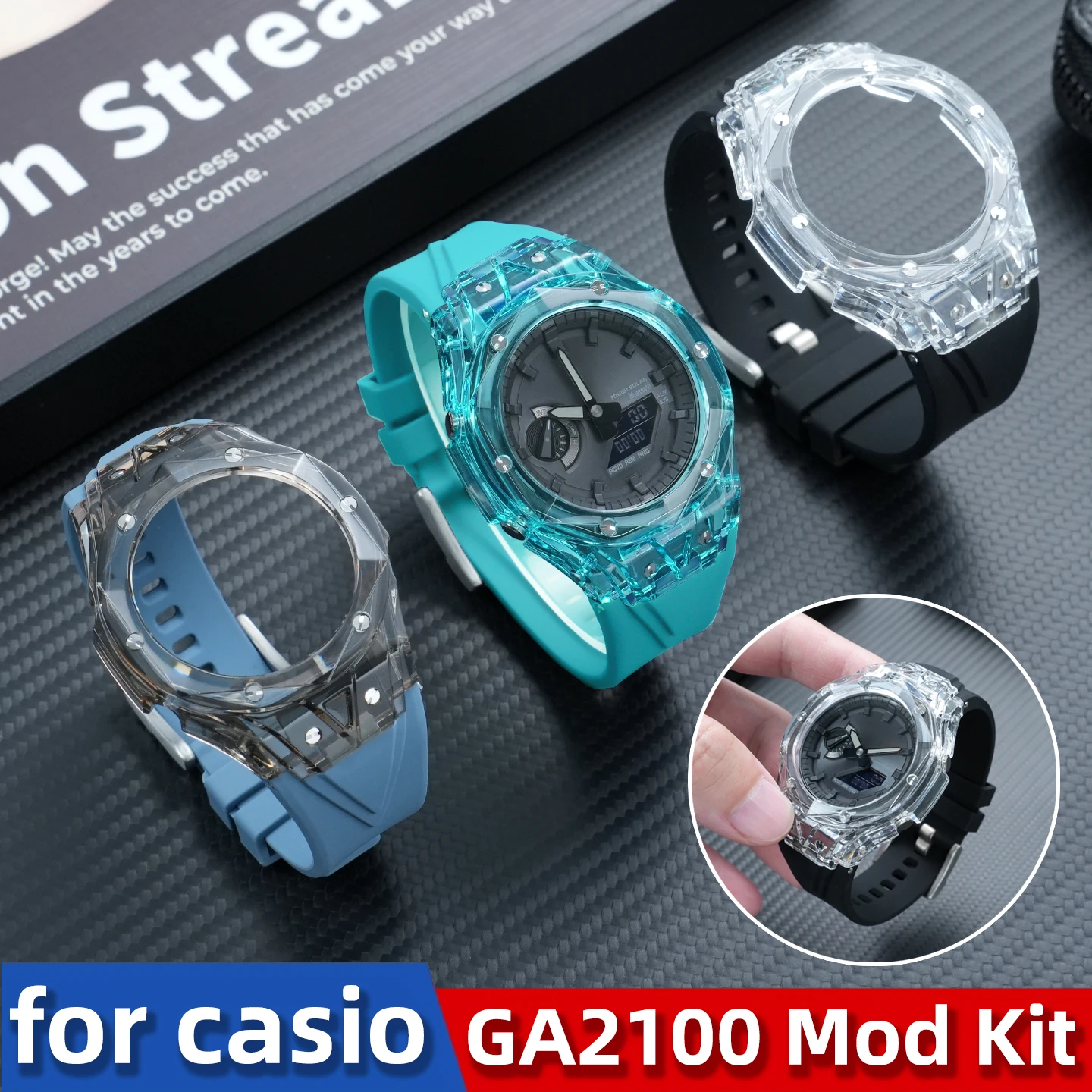 Прозрачный мод-кит GA-2100 для Casioak GA2100/2110/GA-B2100 - Набор: кастомная рамка для безеля + резиновый спортивный ремешок | Аксессуары для часов
Прозрачный мод-кит GA-2100 для Casioak GA2100/2110/GA-B2100 - Набор: кастомная рамка для безеля + резиновый спортивный ремешок | Аксессуары для часов