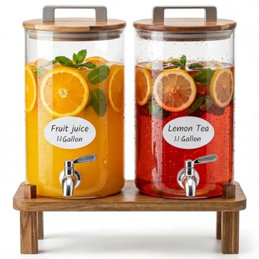 2PCS 1.1 Gallon Glass Drink Dispensers for Parties with Wood Stand Punch Borosilicate Glass Beverage Dispenser Leakproof Filter
2PCS 1.1 Gallon Glass Drink Dispensers for Parties with Wood Stand Punch Borosilicate Glass Beverage Dispenser Leakproof Filter