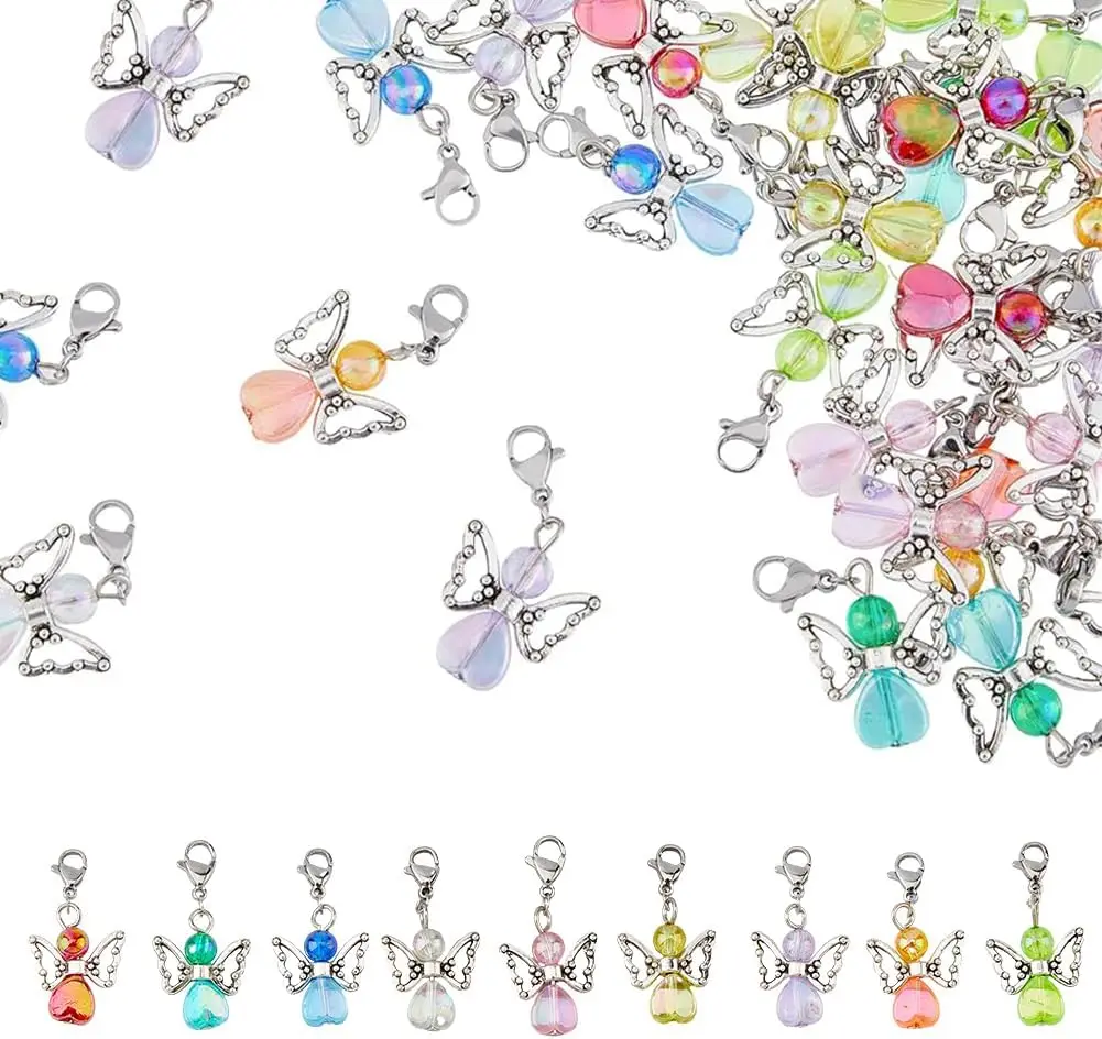 36pcs 9 Colors Angel Wing Charm Colorful Fairy Dangle Pendants Acrylic Heart Beads Charms with Lobster Clasps for DIY Jewelry Ma
36pcs 9 Colors Angel Wing Charm Colorful Fairy Dangle Pendants Acrylic Heart Beads Charms with Lobster Clasps for DIY Jewelry Ma
