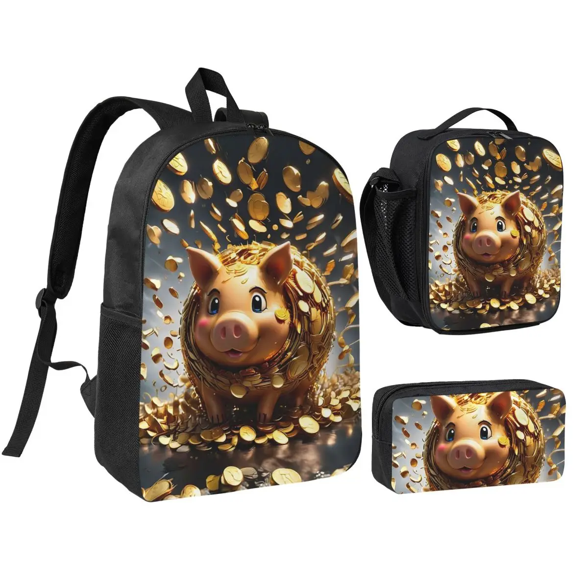 Gold Coins Flying Cute Golden Piggybank Backpack Boys Girls BookBag School Bag Shoulder Bags 3ps Insulated Lunch Bag Pencil Case
Gold Coins Flying Cute Golden Piggybank Backpack Boys Girls BookBag School Bag Shoulder Bags 3ps Insulated Lunch Bag Pencil Case