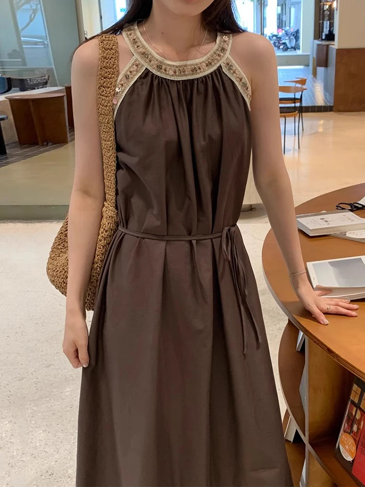 2024 Latest French Design Women's Dress Solid Elegant Sleeveless Off Shoulder Strap Dress Maxi Dress
2024 Latest French Design Women's Dress Solid Elegant Sleeveless Off Shoulder Strap Dress Maxi Dress