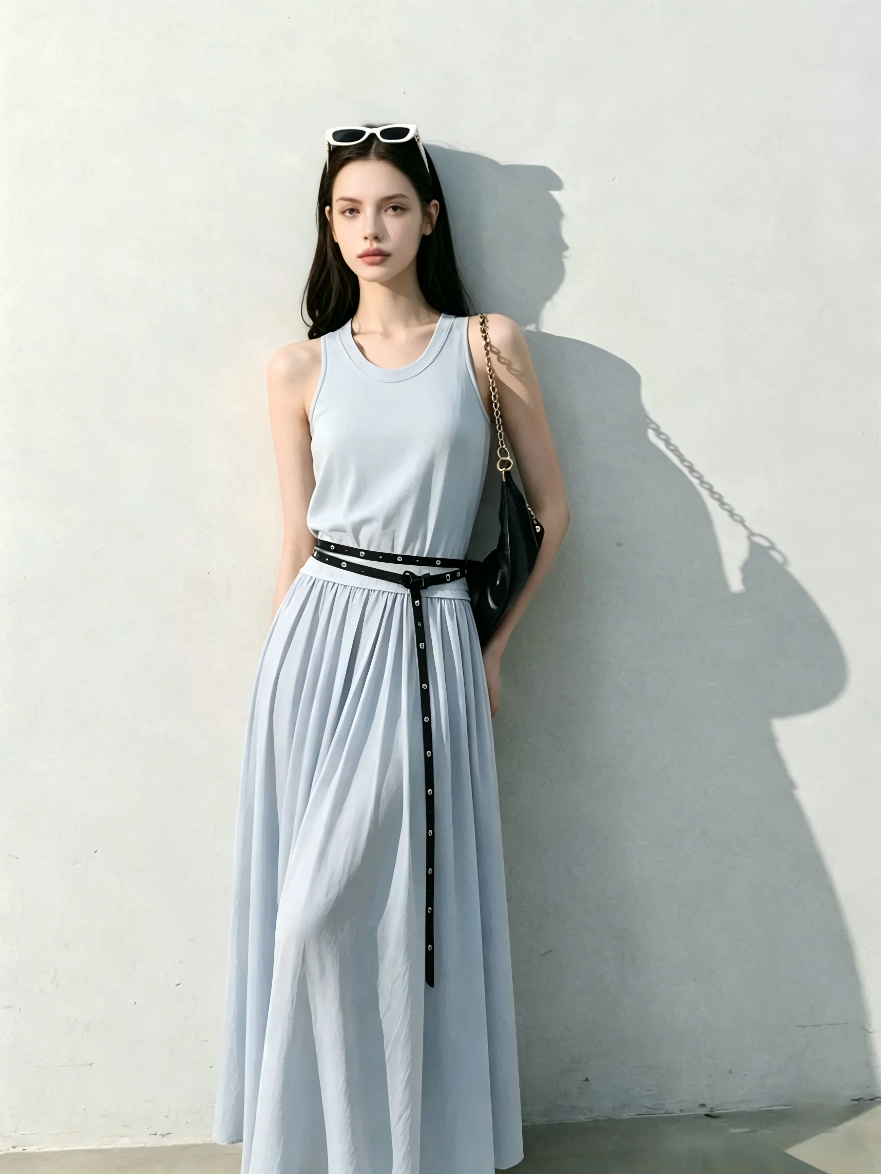 Korean Style Sleeveless Vest Dress Women's Summer Waist-Cinching A-Line Skirt Elegant Fashionable Youthful Long Dress
Korean Style Sleeveless Vest Dress Women's Summer Waist-Cinching A-Line Skirt Elegant Fashionable Youthful Long Dress