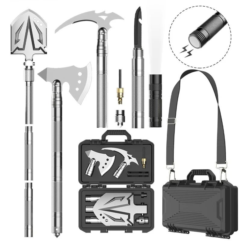 Outdoor Multifunctional Folding Table and Flashlight Shovel Set Car Camping Tools
Outdoor Multifunctional Folding Table and Flashlight Shovel Set Car Camping Tools