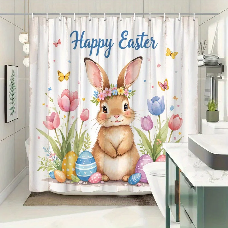 1 шт., причудливая занавеска для душа с акварельным кроликом, пасхальная занавеска для душа - 70,8x70,8 дюймов, прочный полиэстер, декор для ванной комнаты с 12 крючками, машина 
1 шт., причудливая занавеска для душа с акварельным кроликом, пасхальная занавеска для душа - 70,8x70,8 дюймов, прочный полиэстер, декор для ванной комнаты с 12 крючками, машина