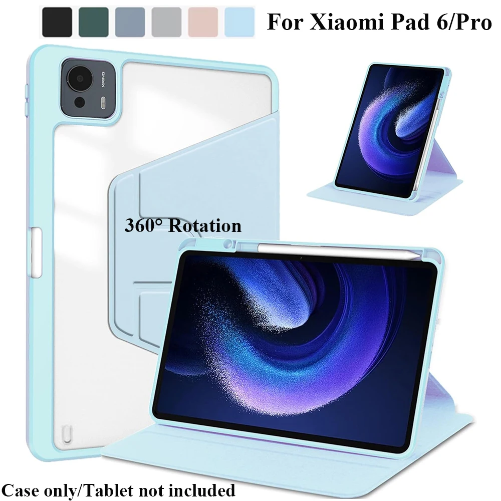 Rotating Case for Xiaomi Pad 6/6 Pro Tablet 11.0 inch with Pencil Holder, Clear Hard Back Cover, 360° Rotating Stand
Rotating Case for Xiaomi Pad 6/6 Pro Tablet 11.0 inch with Pencil Holder, Clear Hard Back Cover, 360° Rotating Stand