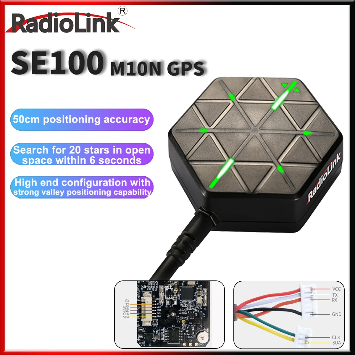 Radiolink SE100 GPS System M10N Module High Positional Accuracy Work with GLONASS/BeiDou for APM PX4 Pixhawk 2.4.8Flight Control
Radiolink SE100 GPS System M10N Module High Positional Accuracy Work with GLONASS/BeiDou for APM PX4 Pixhawk 2.4.8Flight Control