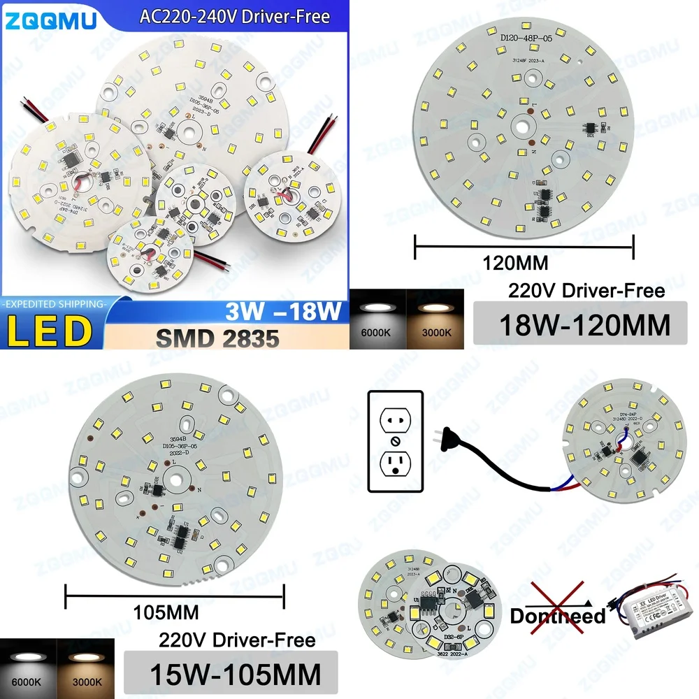 220 В без драйверов 3 Вт 5 Вт 7 Вт 9 Вт 12 Вт 15 Вт 18 Вт Высоковольтная круглая светодиодная панель DIY Источник света Плата для замены домашнего освещения
220 В без драйверов 3 Вт 5 Вт 7 Вт 9 Вт 12 Вт 15 Вт 18 Вт Высоковольтная круглая светодиодная панель DIY Источник света Плата для замены домашнего освещения