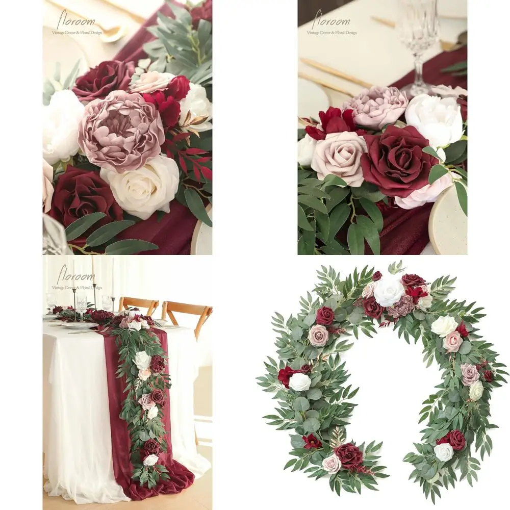 Искусственная гирлянда из эвкалипта длиной 6 футов с цветами и зеленью для свадеб, праздничных украшений и центральных элементов декора в цветах бордо и белом.
Искусственная гирлянда из эвкалипта длиной 6 футов с цветами и зеленью для свадеб, праздничных украшений и центральных элементов декора в цветах бордо и белом.