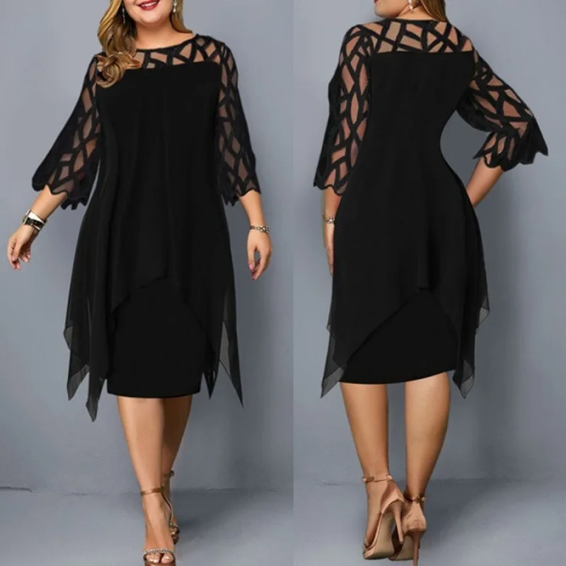 Large Women's Lace Patchwork With Cropped SleeveS And Irregular Hem Chiffon Dress For Women
Large Women's Lace Patchwork With Cropped SleeveS And Irregular Hem Chiffon Dress For Women