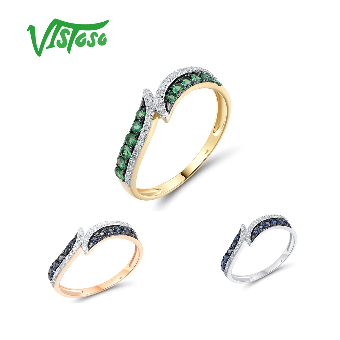 VISTOSO Authentic 14K 585 Gold Ring For Women Sparkling Diamonds Blue Sapphire Emerald Party Wedding Birthday Gifts Fine Jewelry
VISTOSO Authentic 14K 585 Gold Ring For Women Sparkling Diamonds Blue Sapphire Emerald Party Wedding Birthday Gifts Fine Jewelry