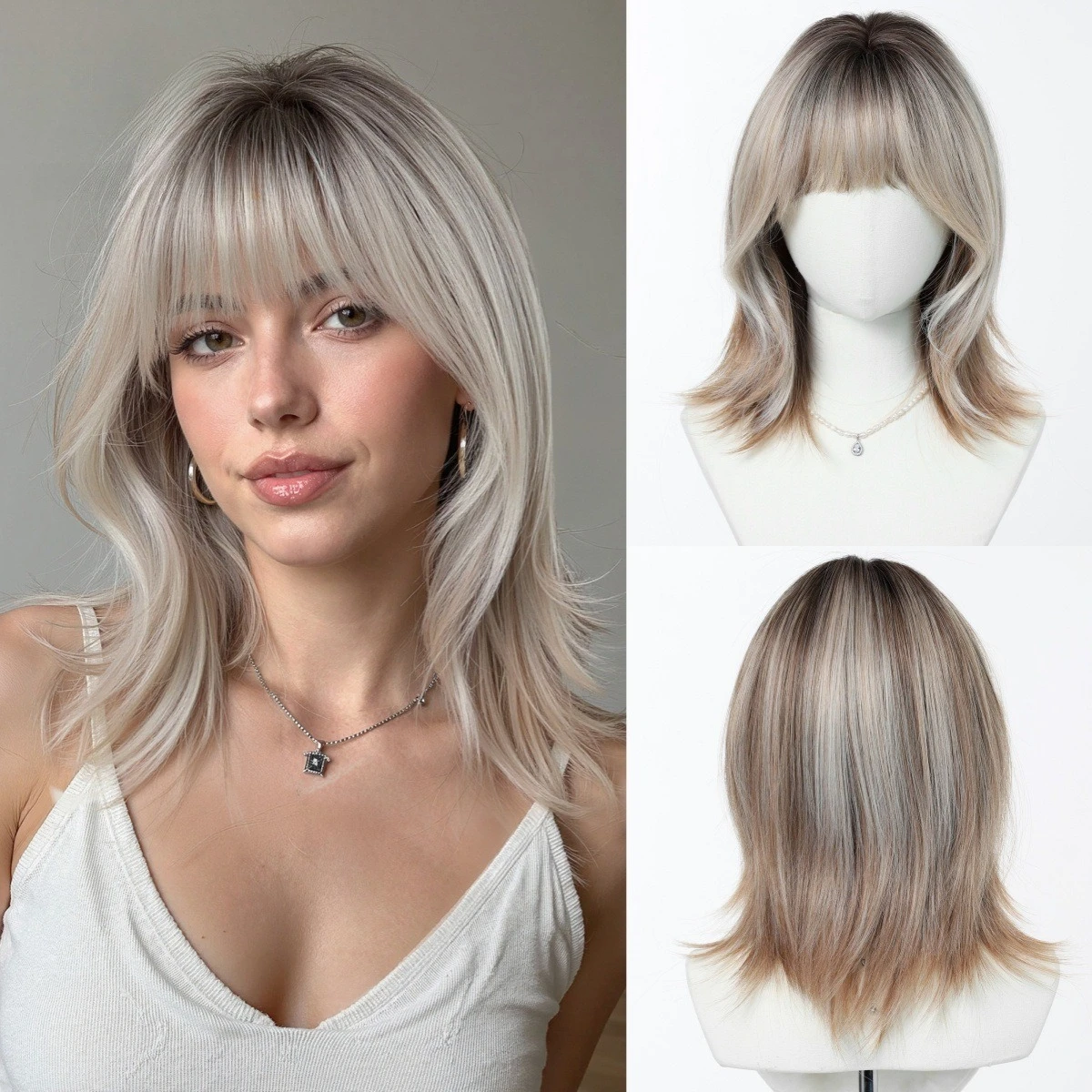 European and American hot-selling short wigs, headgear, women's eversion temperament, shoulder-length short hair, bangs
European and American hot-selling short wigs, headgear, women's eversion temperament, shoulder-length short hair, bangs