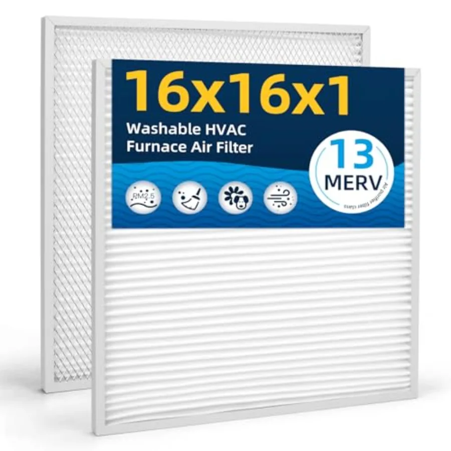 16x16x1 Reusable Electrostatic Washable Aluminum HVAC Furnace Replacement Air Filter MERV 13 Dust Defense Pleated Permanent Act
16x16x1 Reusable Electrostatic Washable Aluminum HVAC Furnace Replacement Air Filter MERV 13 Dust Defense Pleated Permanent Act