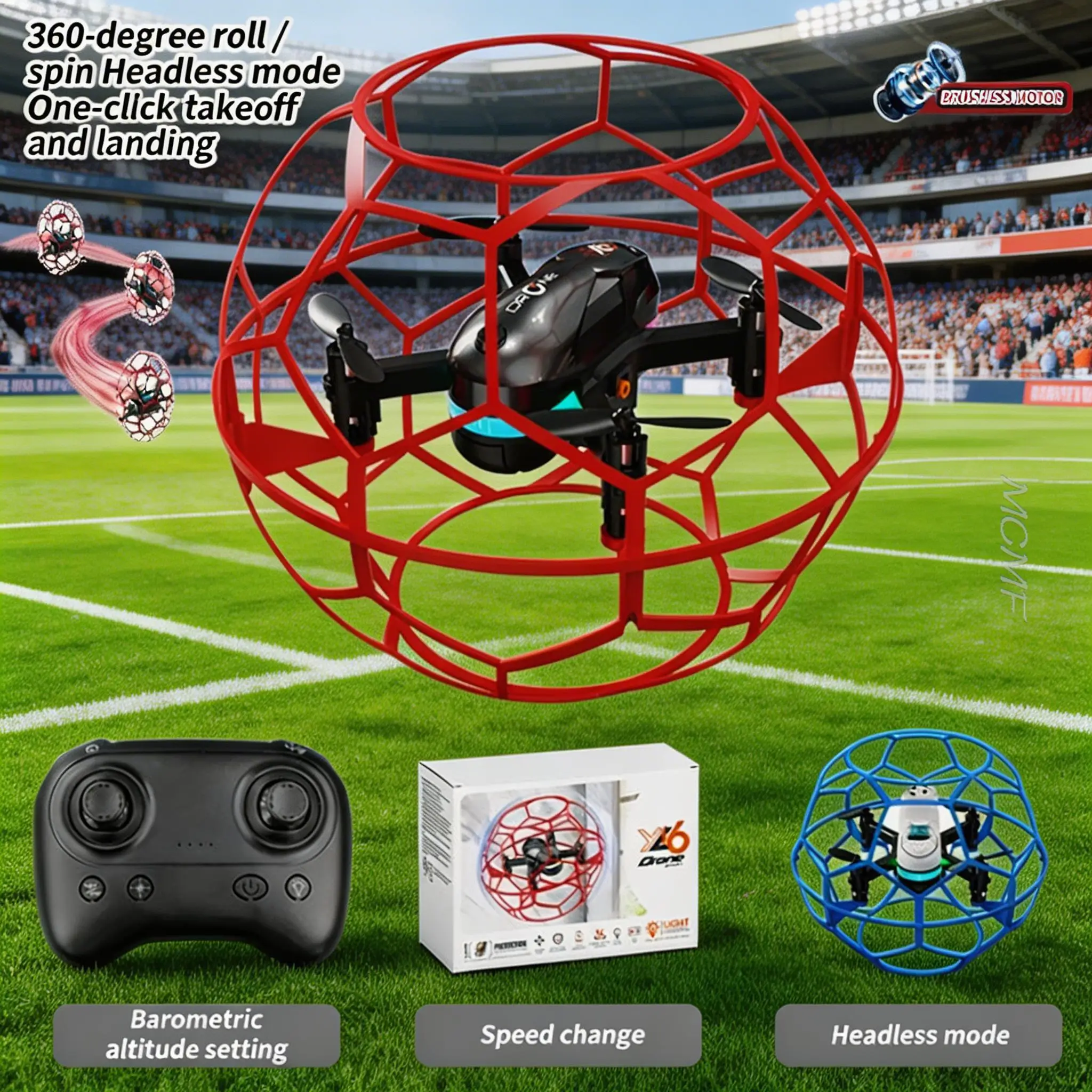 YL16 Racing Football Drone Full Protection 360° Rolling Hovering Aircraft 2.4G Remote Control Quadcopter Toy For Boys And Girls
YL16 Racing Football Drone Full Protection 360° Rolling Hovering Aircraft 2.4G Remote Control Quadcopter Toy For Boys And Girls