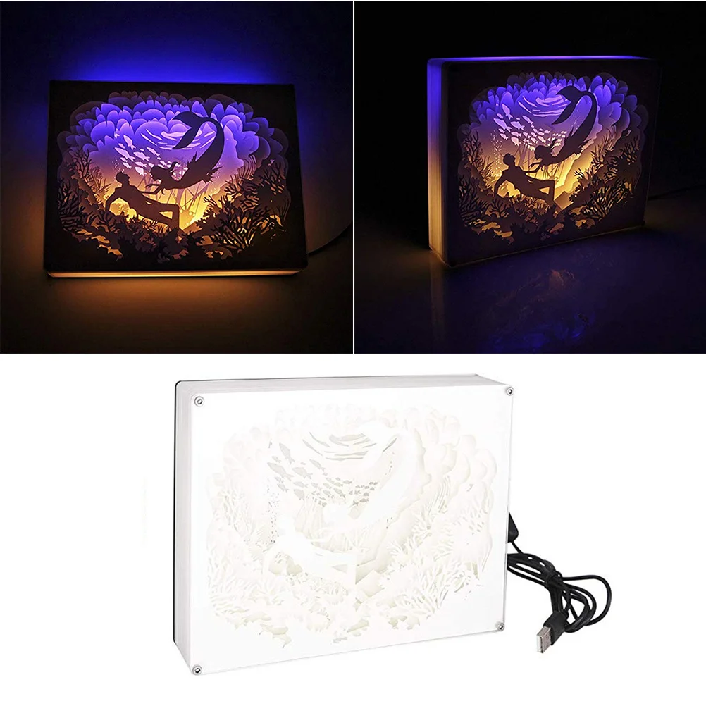 1Pcs 3D Shade Box LED Lamp Mermaid Theme Dreamy Lights for Living Room Bedside Table Trendy Gift for Girlfriend Friends 
1Pcs 3D Shade Box LED Lamp Mermaid Theme Dreamy Lights for Living Room Bedside Table Trendy Gift for Girlfriend Friends