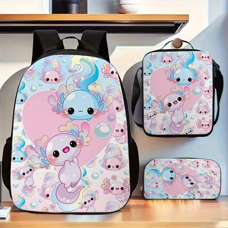 3pcs Cute Axolotl Print Backpack with Crossbody Bag & Pen Case Suitable for, College, & - Lightweight Student Bookbag with Table
3pcs Cute Axolotl Print Backpack with Crossbody Bag & Pen Case Suitable for, College, & - Lightweight Student Bookbag with Table