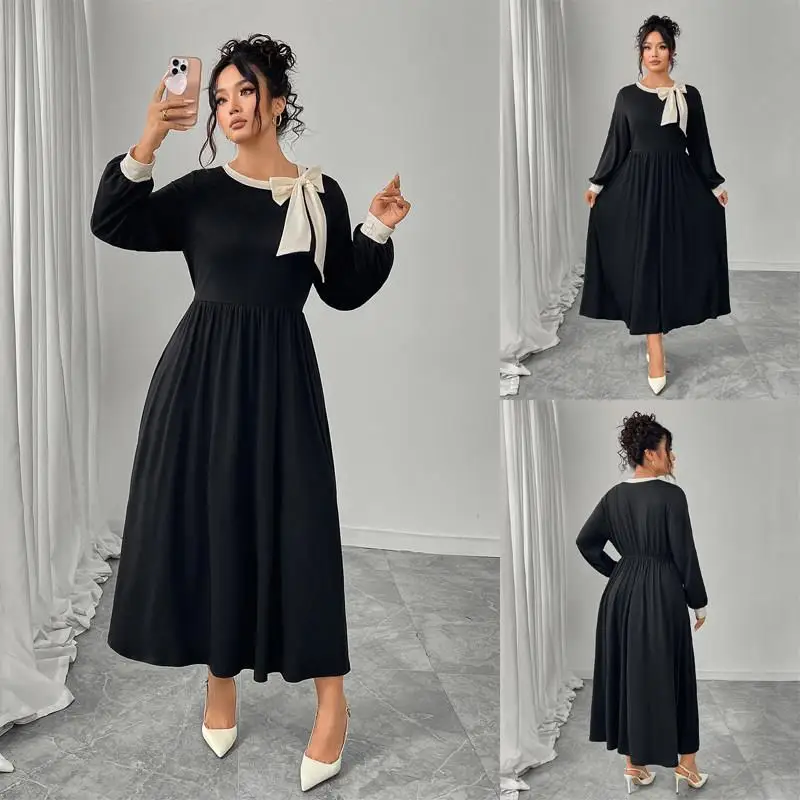 Elegant Black Maxi Evening Dress Slimming Waist A-Line Dress Knot Polyester Fiber Long Sleeve round Neck Dress
Elegant Black Maxi Evening Dress Slimming Waist A-Line Dress Knot Polyester Fiber Long Sleeve round Neck Dress