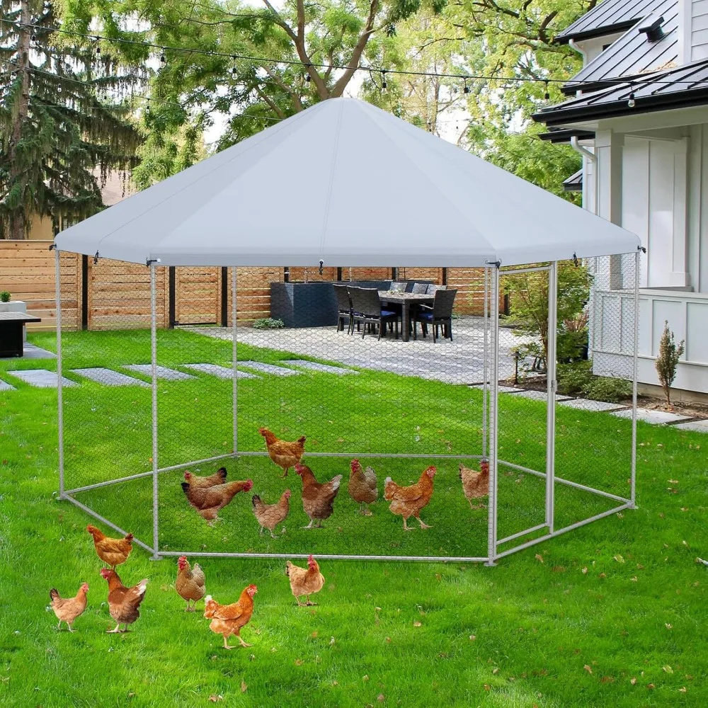 Large Metal Chicken Coop, 13 ft Walk-in Chicken Run for 10-30 Chickens, Hexagonal Chicken Pen with Heavy Duty Steel Frame
Large Metal Chicken Coop, 13 ft Walk-in Chicken Run for 10-30 Chickens, Hexagonal Chicken Pen with Heavy Duty Steel Frame